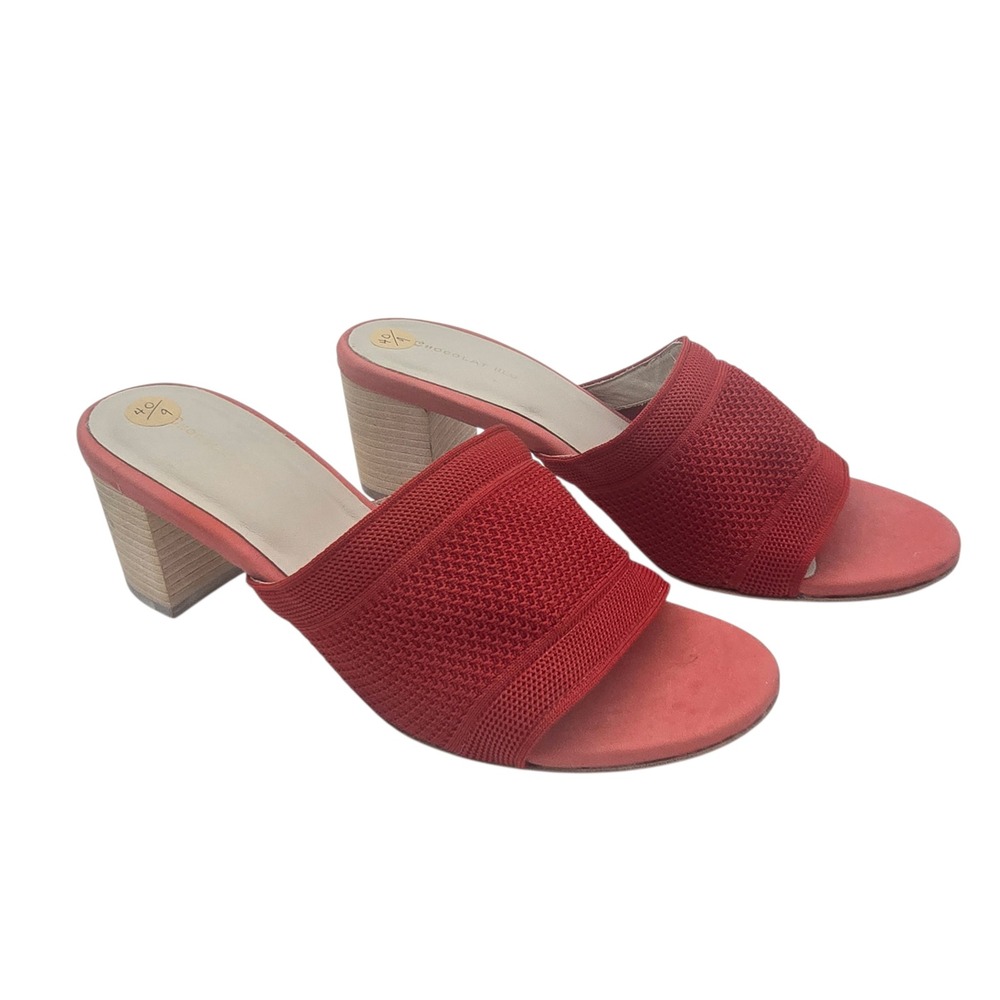 Chocolat Blu Block Heel Slide Sandals Size 40/10 Red Textured Womens Minimalist